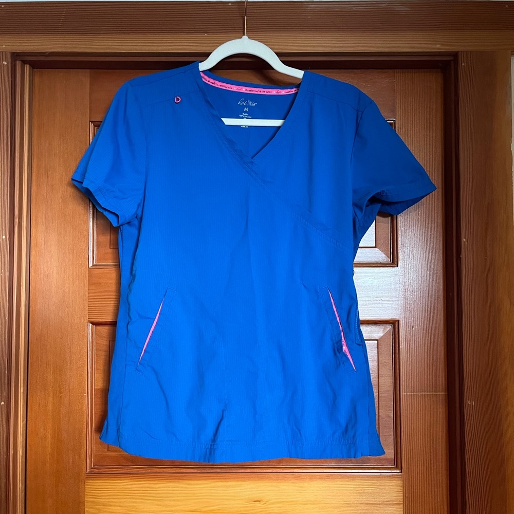 Royal Blue koi lite Philosophy scrub top